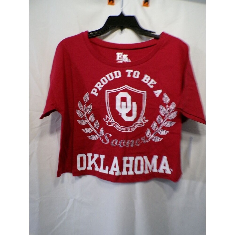 E5 College Classics Women's Red OU Sooners Cropped T-Shirt Small